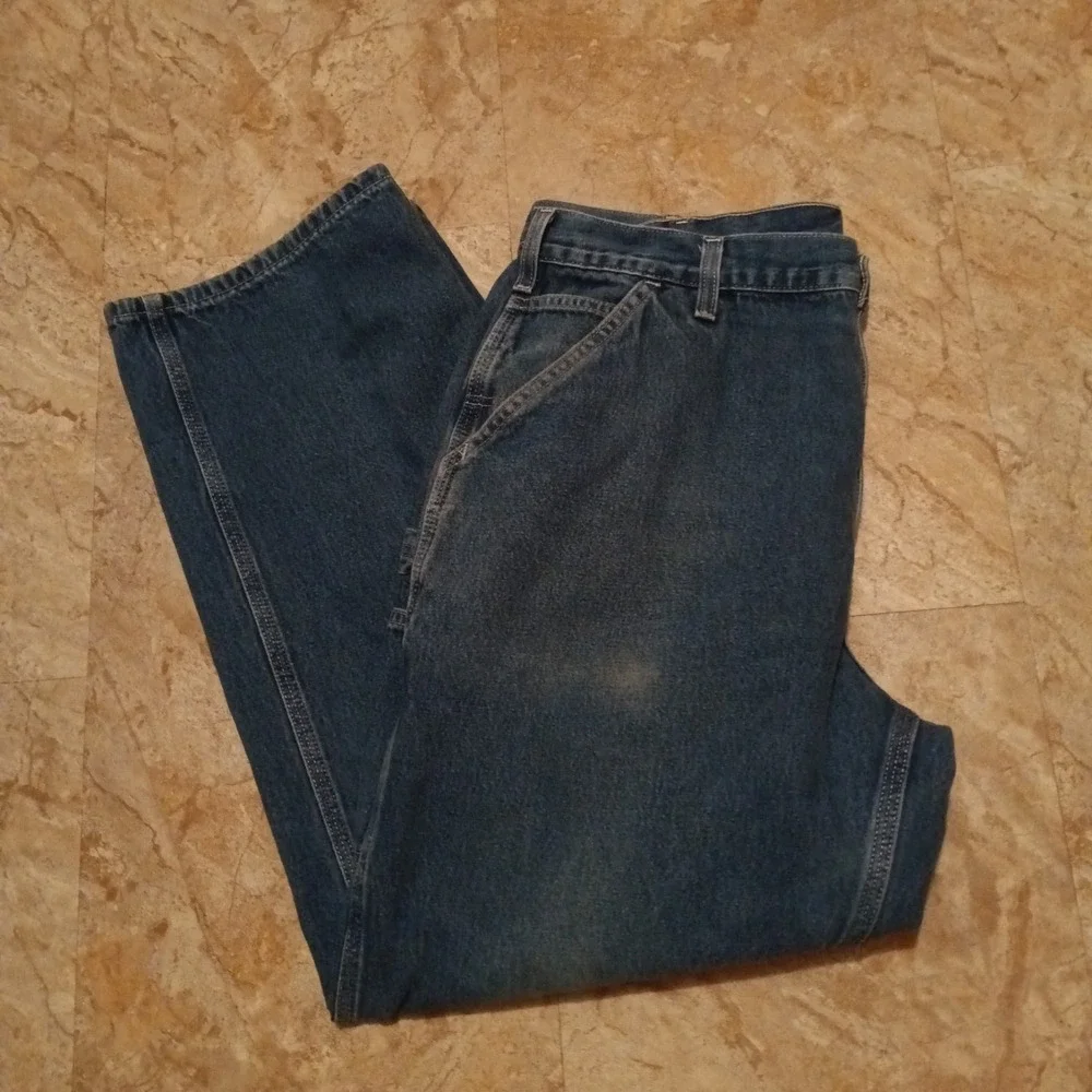 Carhartt‎ Jeans Mens Workwear Denim Carpenter Pants Blue B13 DST - 38x32 (36x30)